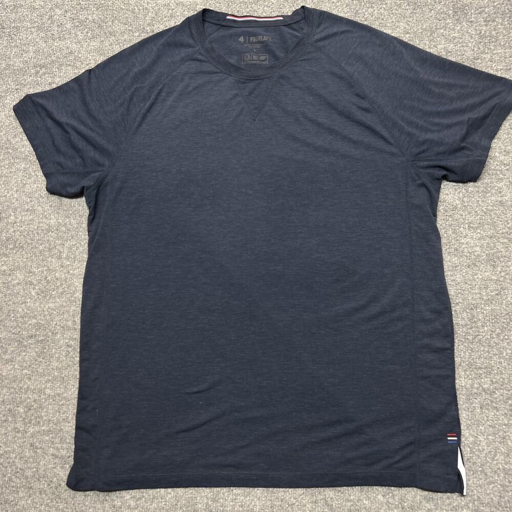 Fourlaps Shirt Mens Large Blue Short Sleeve Athletic Performance Running Tee Top